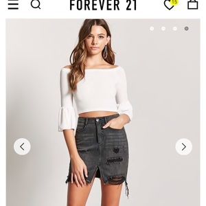 White Bell sleeve crop top